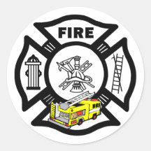 Yellow Fire Truck Rescue Stickers