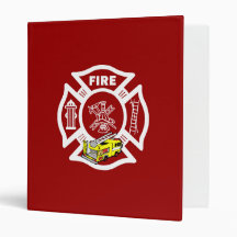 Yellow Fire Truck Rescue Vinyl Binder