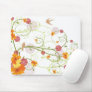 Yellow Floral Swallows Mousepad