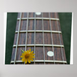 Yellow flower on receeding five string bass neck print