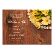 Yellow Flowers and Barn Wood Baby Shower Invite
