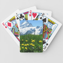 Yellow flowers and snowy mountains card decks