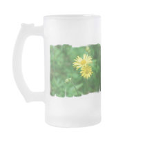 Yellow Flowers Frosted Beer Mug