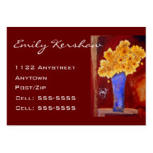Yellow Flowers In Blue Vase Business Cards