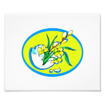 yellow flowers in egg blue oval.png photo