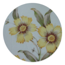 Yellow Flowers on Crackled Vintage Plate Stickers