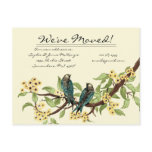 Yellow Flowers Teal Vintage Birds We Have Moved! Post Card