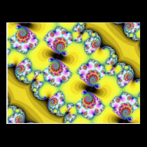 Yellow fractals postcards