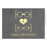 Yellow Geeky Glasses Chalkboard Table Number Card