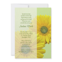 Yellow Gerber Daisy Green Bridal Shower Invitation