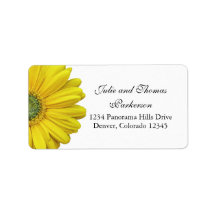 Yellow Gerbera Daisy Wedding Address Labels