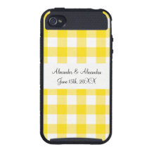 Yellow gingham pattern wedding favours