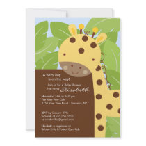 Yellow Giraffe Baby Shower Invitation