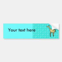 Yellow giraffe on turquoise bumper stickers