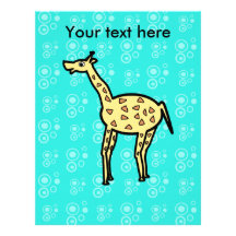 Yellow giraffe on turquoise letterhead template