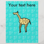 Yellow giraffe on turquoise personalized flyer