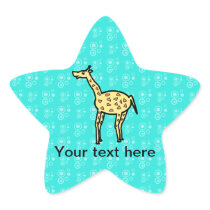 Yellow giraffe on turquoise stickers