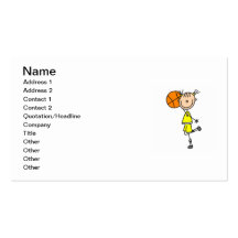 Yellow Girl Basketball Player T-shirts and Gifts Business Cards