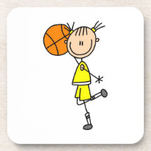 Yellow Girl Basketball Player T-shirts and Gifts Coaster