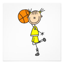 Yellow Girl Basketball Player T-shirts and Gifts Invitation