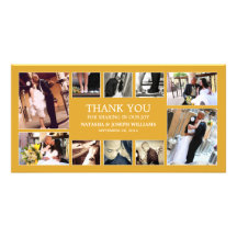 YELLOW GOLD COLLAGE | WEDDING THANK YOU CARD PERSONALIZED PHOTO CARD