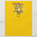 YELLOW GOLD DRAGON FANTASY CREATURE ORIENTAL GRAPH FULL COLOR FLYER