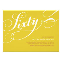 Yellow Gold Elegant 60th Birthday Invitations