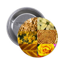 Yellow / Gold Photos Collage Pinback Button