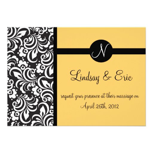 Yellow Gold wedding invitation monogram