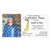 Yellow Graduation Party Photo Invitation Photo Cards