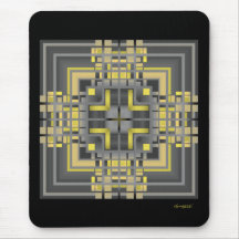 Yellow Gray and Black Geometric Mousepad
