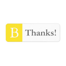 Yellow & Gray Monogrammed Thank You Gift Labels