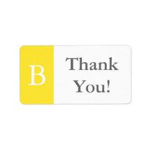 Yellow & Gray Monogrammed Thank You Gift Labels