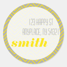 Yellow Gray Zig Zag Sticker Shipping Address Label