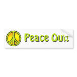 Yellow Green Peace Sign Bumper Stickers