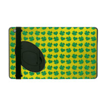 Yellow green shamrocks and hearts iPad folio cases