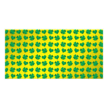 Yellow green shamrocks and hearts picture card