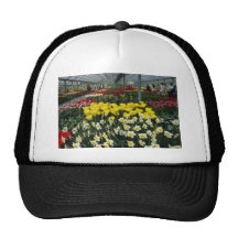 yellow Greenhouse With Various Flowers flowers Mesh Hat