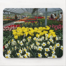 yellow Greenhouse With Various Flowers flowers Mousepads