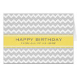 Yellow Grey Chevron Business From Group Birthday Card
