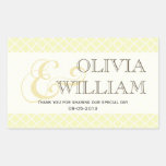 Yellow grey Moroccan tile ampersand wedding favour Rectangular Sticker