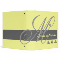 Yellow Grey Wedding Monogram Planner Photo Binder