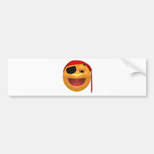 Yellow happy pirate wearing a eye patch bumper sticker