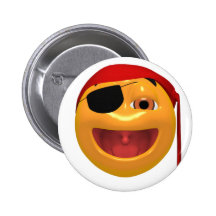 Yellow happy pirate wearing a eye patch pinback buttons