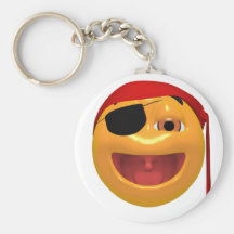 Yellow happy pirate wearing a eye patch key chains