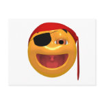 Yellow happy pirate wearing a eye patch postcard