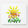 Yellow happy smile sun around fowers mouse mats