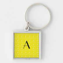 Yellow hearts monogram key chains