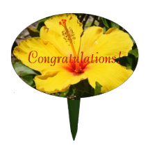 Yellow Hibiscus Cake Topper