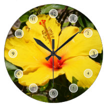 Yellow Hibiscus Clock